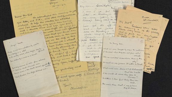 Several letters from Christopher Grieve spread out.