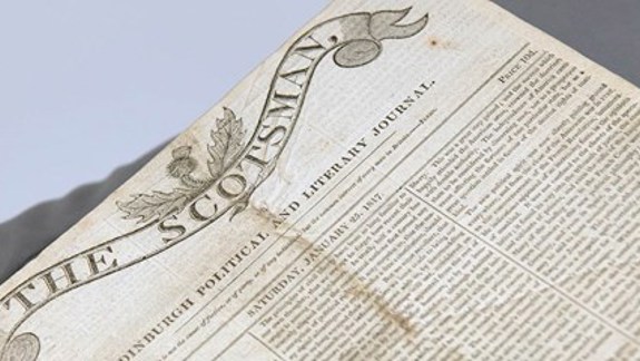 Corner detail of an issue of The Scotsman from the early 1800s.