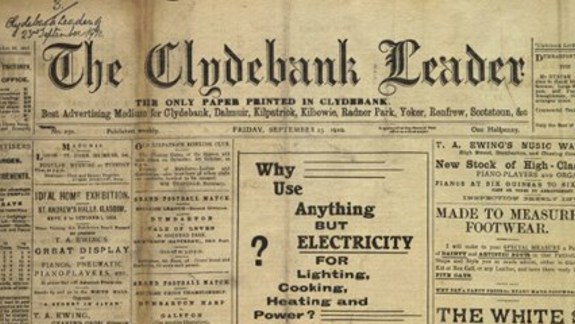 Photo of the Clydebank Leader newspaper from the early 1900s.