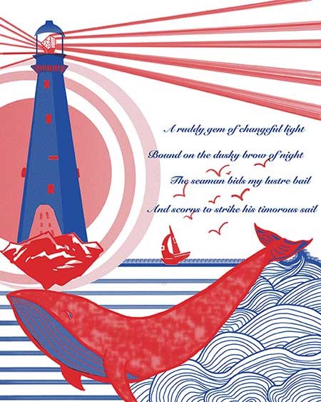 Lighthouse and whale