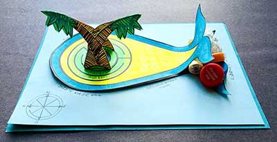 Craft palm tree and whale