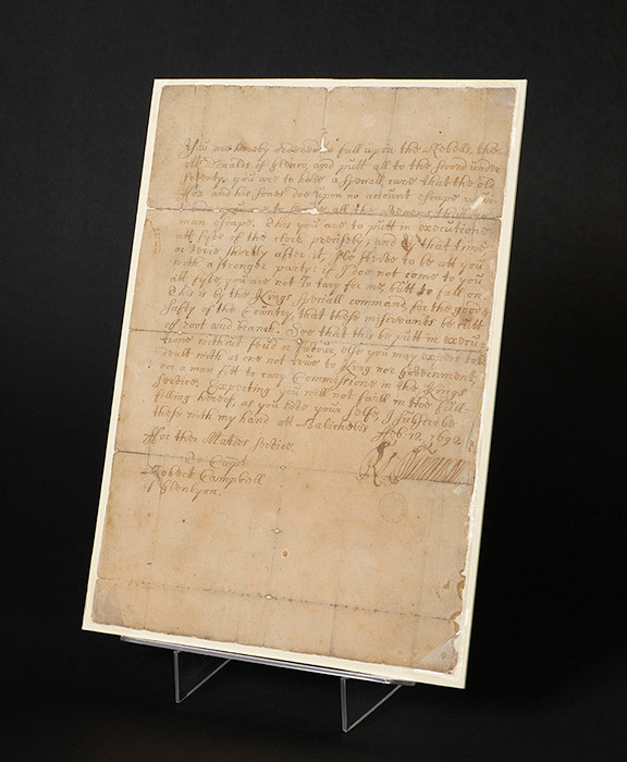 The manuscript of the order of the massacre of Glencoe.